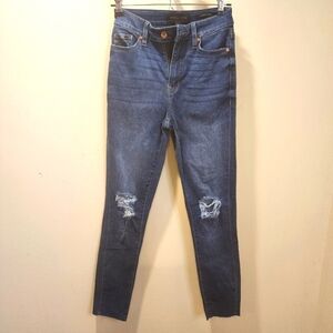 Kendal + Kylie washed distressed high rise  skinny cropped strechy Jeans 0/24